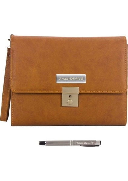 Kişiye Özel Organizerli Kitlenebilir Çantalı Ajanda ve Kalem Seti