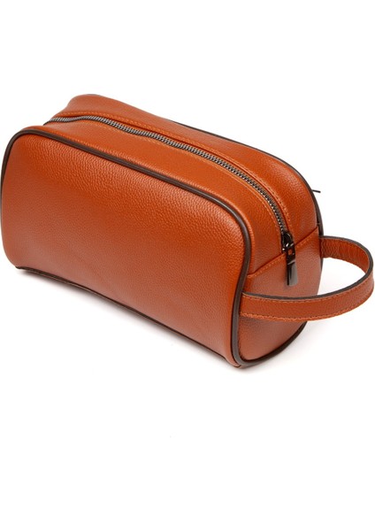 Erkek Deri Portföy Clutch Traş Kozmetik Bakım ve Günlük El Çantası (14X24CM) NEW171 - Taba fiyatları