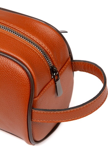 Erkek Deri Portföy Clutch Traş Kozmetik Bakım ve Günlük El Çantası (14X24CM) NEW171 - Taba modelleri