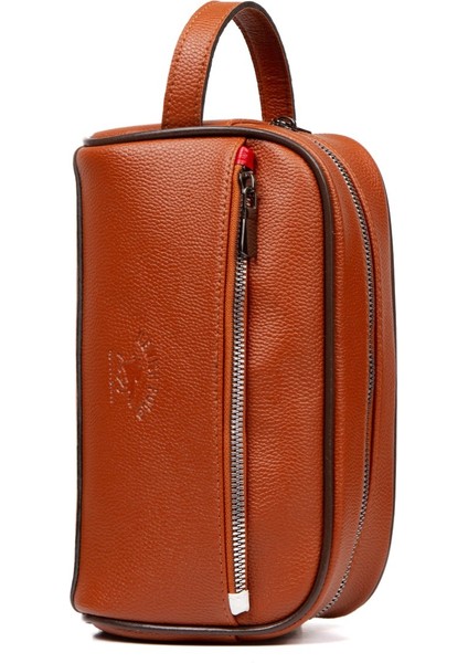 Erkek Deri Portföy Clutch Traş Kozmetik Bakım ve Günlük El Çantası (14X24CM) NEW171 - Taba fırsatları