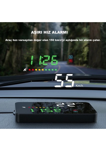 Alytech Araç Içi Dijital Hud Ekran - Hız, Devir, Voltaj, Su Sıcaklığı Göstergesi | Obd2 Bağlantılı Güvenli Sürüş Asistanı