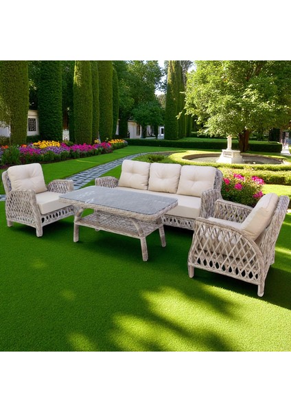 Mira Rattan Bahçe Oturma Grubu | 3+1+1 Sehpalı Bahçe Takımı fırsatları
