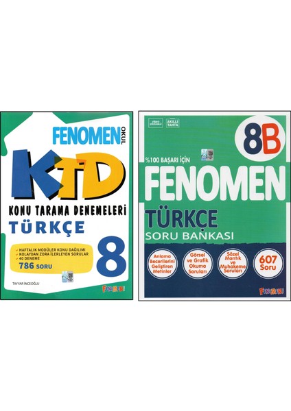 8.sınıf Türkçe Konu Tarama Denemeleri+Fenoemen 8.sınıf Türkçe 8b (2 Kitap)