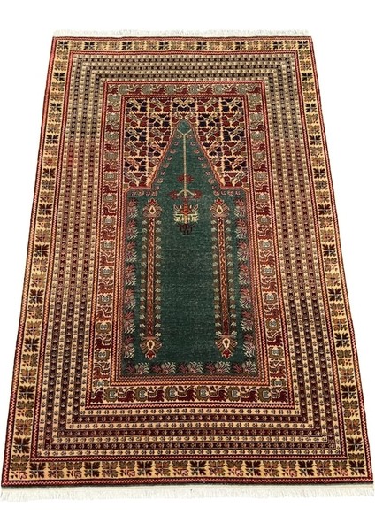 El Dokuma Sıfır Bünyan Halısı Seccade 118X185 Su Yeşili Namazlık