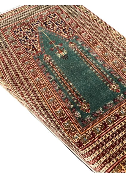 El Dokuma Sıfır Bünyan Halısı Seccade 118X185 Su Yeşili Namazlık indirimleri