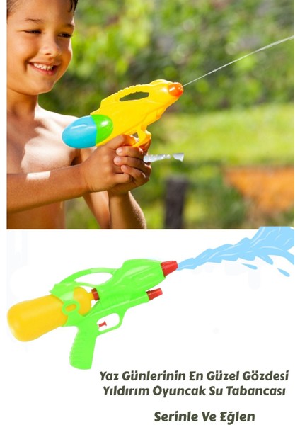 Renkli Su Tabancası, 30 Cm, Havuz ve Deniz Için Eğlenceli Su Oyuncağı