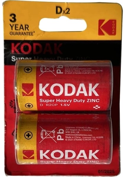 Kodak Super Heavy Duty D Boy (R20) Pil 2li Paket (5047)