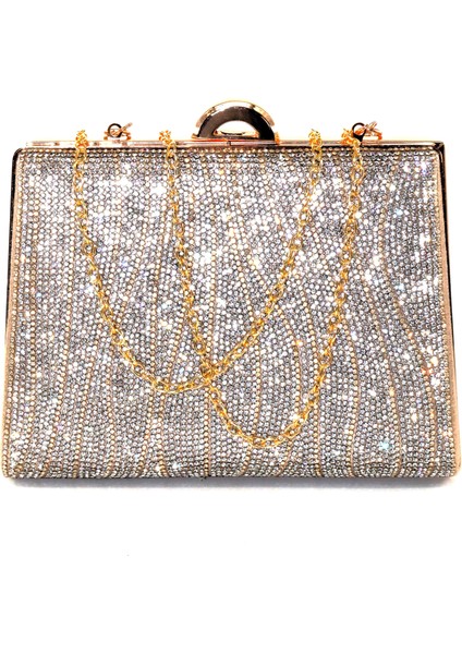 Suyolu Taşlı Gold Abiye Çanta. Abiye Portföy Clutch Davet Gece Çantası Kadın Altın Abiye Taşlı Çanta indirimleri