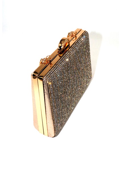 Suyolu Taşlı Gold Abiye Çanta. Abiye Portföy Clutch Davet Gece Çantası Kadın Altın Abiye Taşlı Çanta