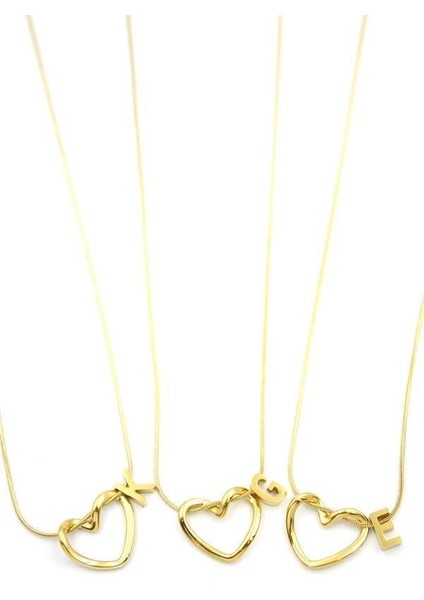 24'lü Kalp Harf Kolye - Altın