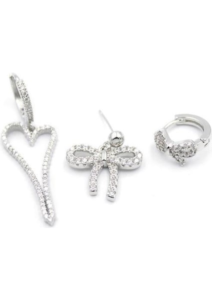 3'lü Fiyonk Küpe - Gümüş