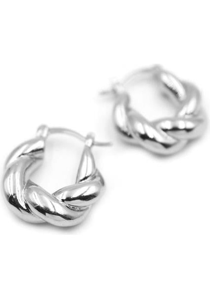 Örgü Halka Küpe - Gümüş