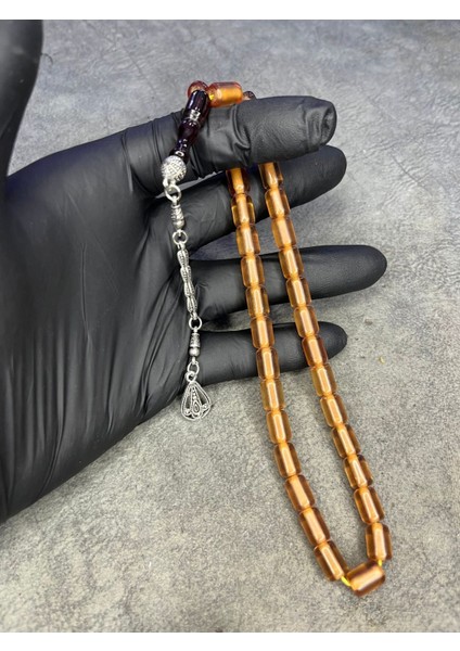 Üst Düzey Çubuk Sıkma Kehribar Tesbih