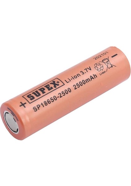 Supex 18650-2500 3.7V 2500 Mah Düz Kafa Lı-Ion Pil (5047) fiyatları