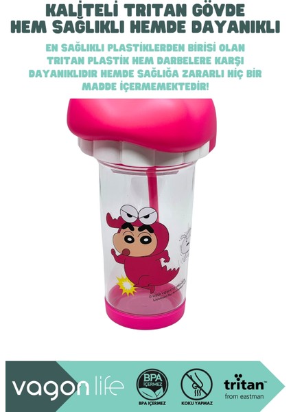 500ML Crayon Shinchan Figürlü Kapak Silikon Tabanlı Pipetli Tritan Cup/bardak fırsatları