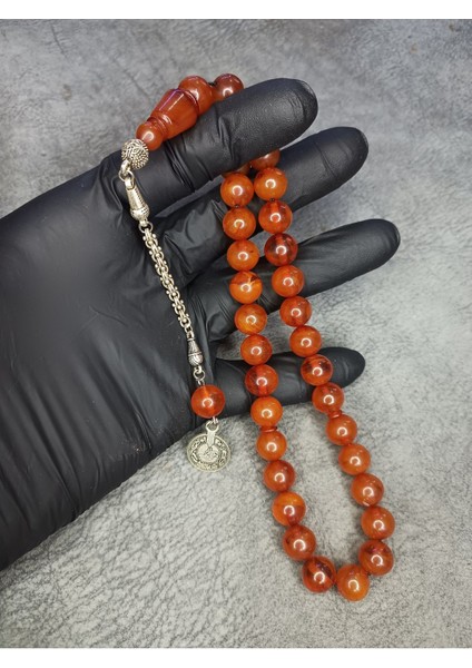 Küre Üst Düzey Hareli Sıkma Kehribar Tesbih