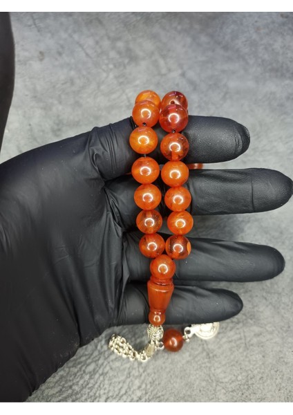 Küre Üst Düzey Hareli Sıkma Kehribar Tesbih modelleri