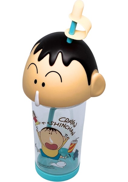 500ML Crayon Shinchan Figürlü Kapak Silikon Tabanlı Pipetli Tritan Cup/bardak