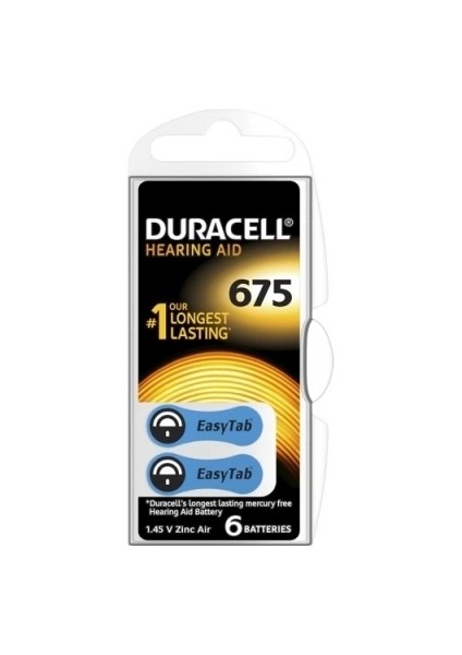 Duracell 675 Işitme Cihaz Kulak Pili 6 Parça 1 Kutu (5047)