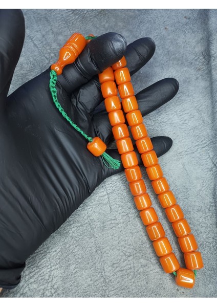 Kesme Üst Düzey Hareli Sıkma Kehribar Tesbih