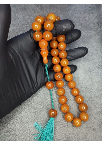 Büyük Boy Sistemli Üst Düzey Hareli Sıkma Kehribar Tesbih