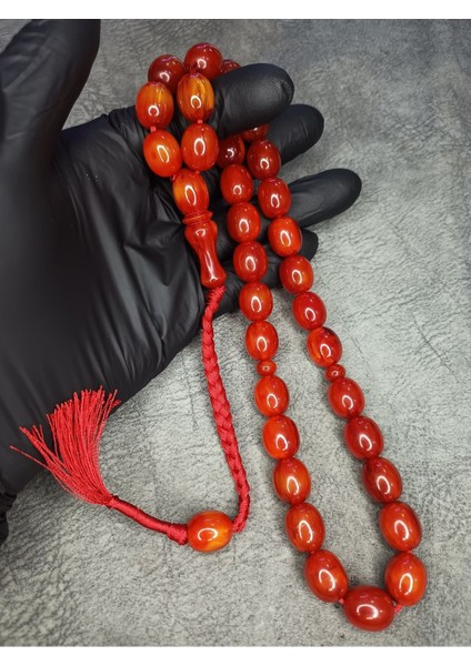 Büyük Boy Üst Düzey Koleksiyonluk Sıkma Kehribar Tesbih