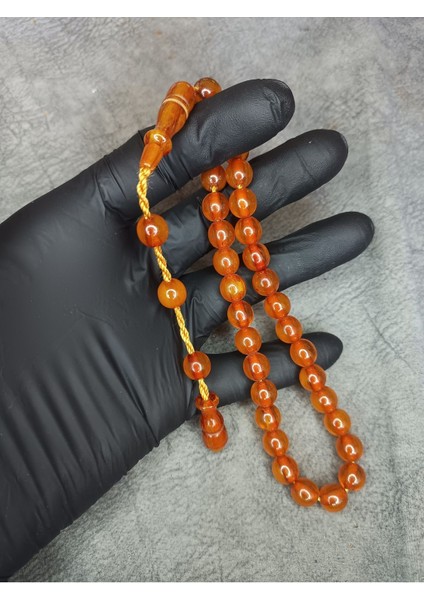 Sistemli Usta Işi Üst Düzey Sıkma Kehribar Tesbih