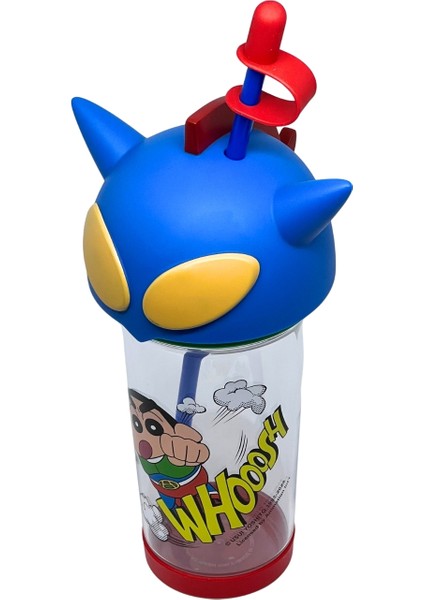 500ML Crayon Shinchan Figürlü Kapak Silikon Tabanlı Pipetli Tritan Cup/bardak