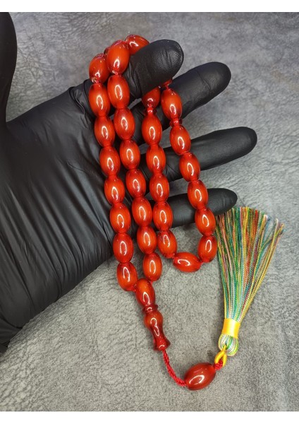 Büyük Boy Üst Düzey Hareli Sıkma Kehribar Tesbih fiyatları