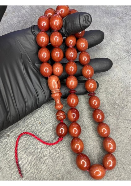 Büyük Boy Osmanlı Benzetme Sıkma Kehribar Tesbih