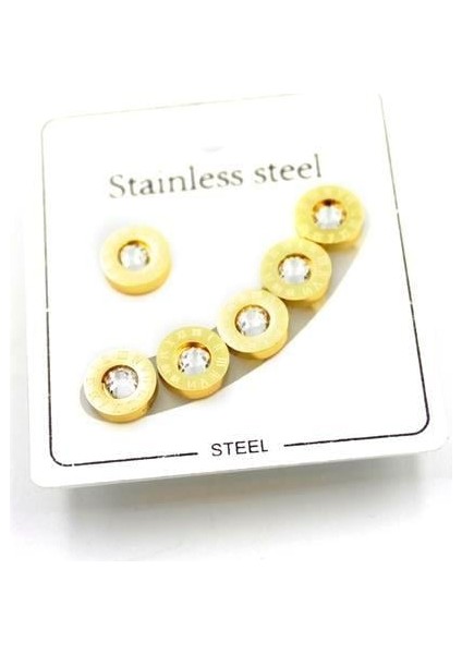 Çoklu Çelik Küpe - Altın