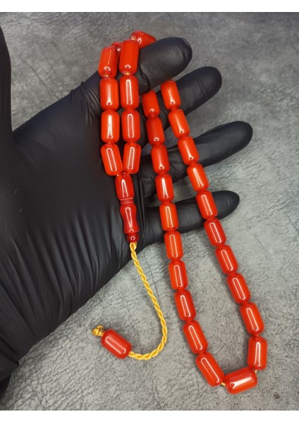 Büyük Boy Üst Düzey Hareli Sıkma Kehribar Tesbih