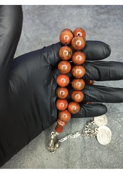 Büyük Boy Üst Düzey Hareli Sıkma Kehribar Tesbih modelleri