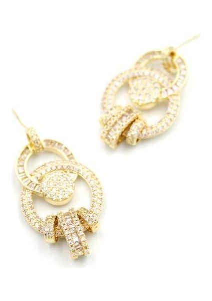 Zirkon Taşlı Halkalı Küpe - Altın fiyatları