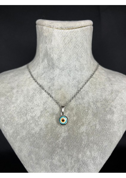 Nazar Boncuğu Küçük Çelik Kolye