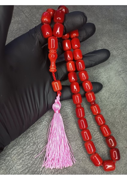 Büyük Boy Üst Düzey Hareli Sıkma Kehribar Tesbih