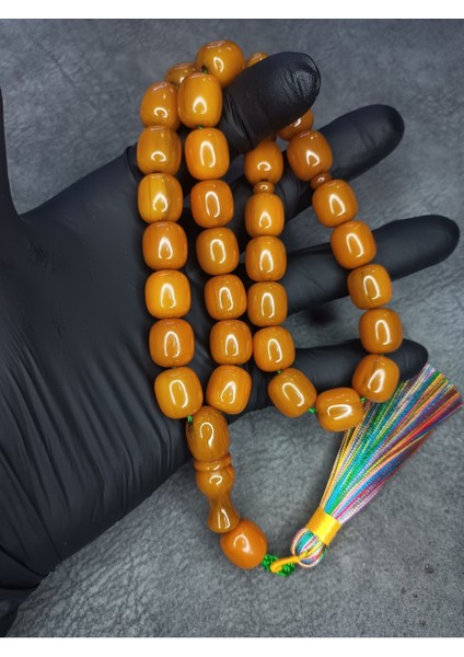 Büyük Boy Üst Düzey Hareli Sıkma Kehribar Tesbih fiyatları