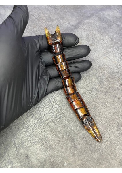 Balık Model Zaza Sallamalık Özel Tasarım Simli Toz Kehribar Tesbih