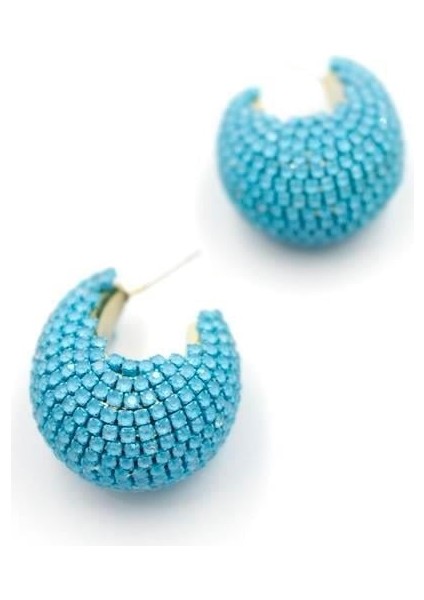 Taşlı Halka Küpe - Mavi fiyatları