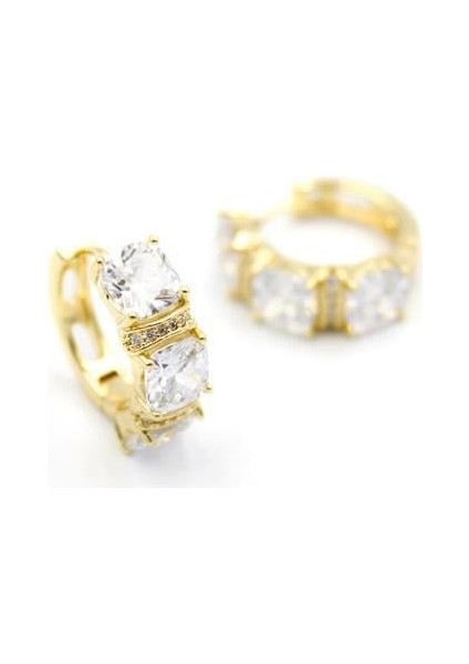 Taşlı Halka Küpe - 14K Altın fiyatları