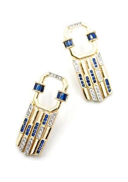 Taşlı Küpe - Mavi