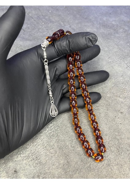 Üst Düzey Çubuk Sıkma Kehribar Tesbih