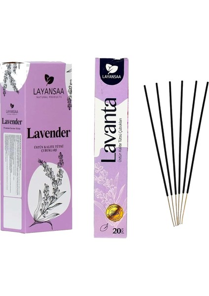 Lavanta (Lnder) Arınma Agarbatti Özel Aroma Kokusu 20 Adet 1 Paket Çubuk Tütsü