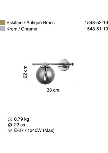 Atron Tekli Antik Lak Aplik 1XE27 modelleri