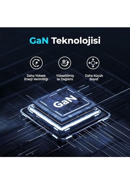 BX3P66G Gan 65W 2*type-C Pd 3.0 ve Usb-A Qc Üç Portlu Hızlı Şarj Cihazı (Siyah)