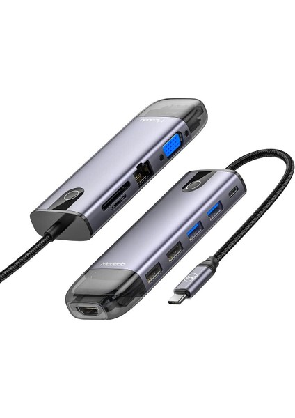 HU-7420 10IN1 USB Hub Çoğaltici-Gri