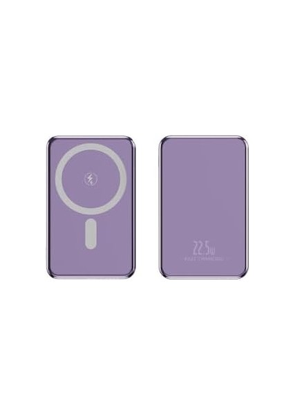 5000 Mah 15W Manyetik Wireless Powerbank Mor Pb-54