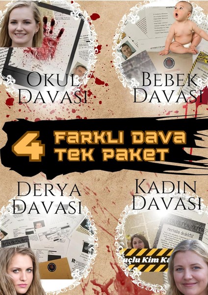 Story Dedektif Oyunu Çözümleme-Suçluyu Bulma-Çözülemeyen Davalar-Katili Bulma-Gizem-4&apos;lü Set