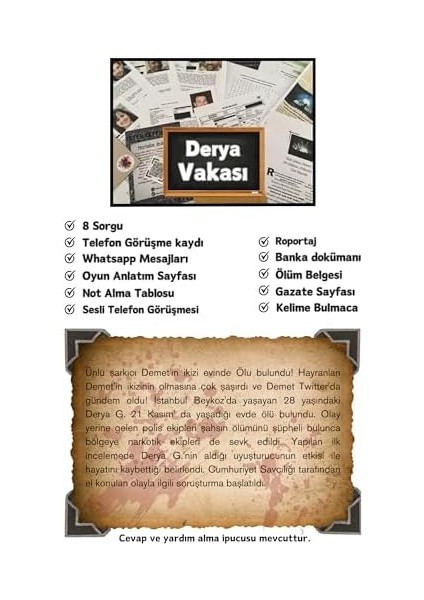 Story Dedektif Oyunu Çözümleme-Suçluyu Bulma-Çözülemeyen Davalar-Katili Bulma-Gizem-4&apos;lü Set fiyatları