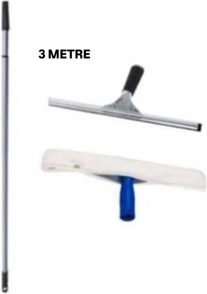 Cam Temizlik Seti 3 Metre Teleskopik Uzayabilen Metal Sap 35 cm Cam Peluş ve Cam Çekçeği fiyatları